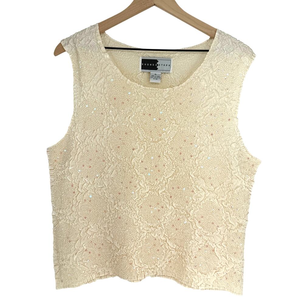 Rhonda Stark Sparkly Neutral Knit Casual Top Shirt Size XL